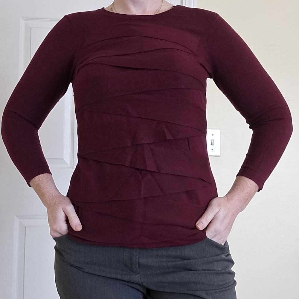 Vince Camuto Burgundy Wine Long Sleeve Top